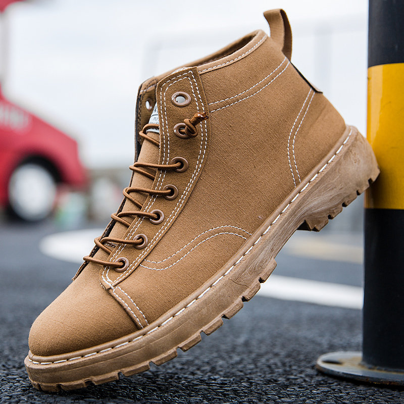 Men Stylish Pure Color Canvas Outdoor Casual Tooling Boots