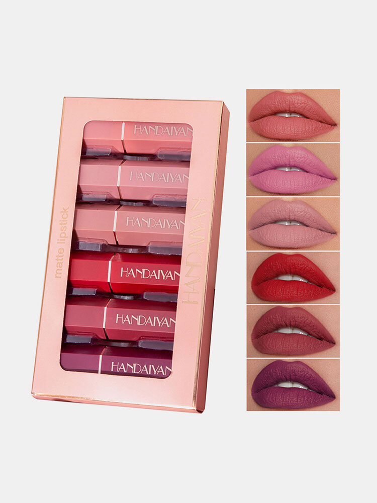 6 Colors Matte Lipstick Set Portable Waterproof Moisturizing Non-Stick Cup Lip Makeup