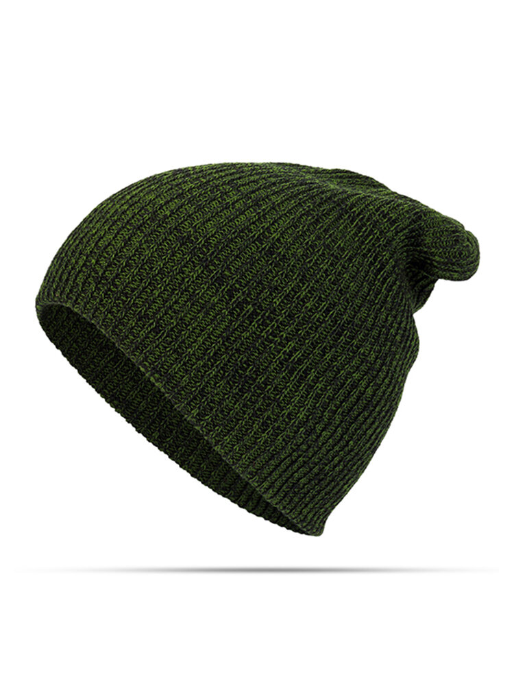 Women Mens Solid Woolen Knit Beanie Cap Ear Protection Windproof Fashion Warm Hat 
