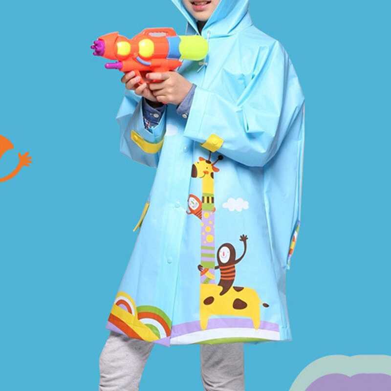

Toddler Girls and Boys Cartoon Colorful Hooded Thicken EVA Raincoat For 3-15Y, Pink;yellow;blue