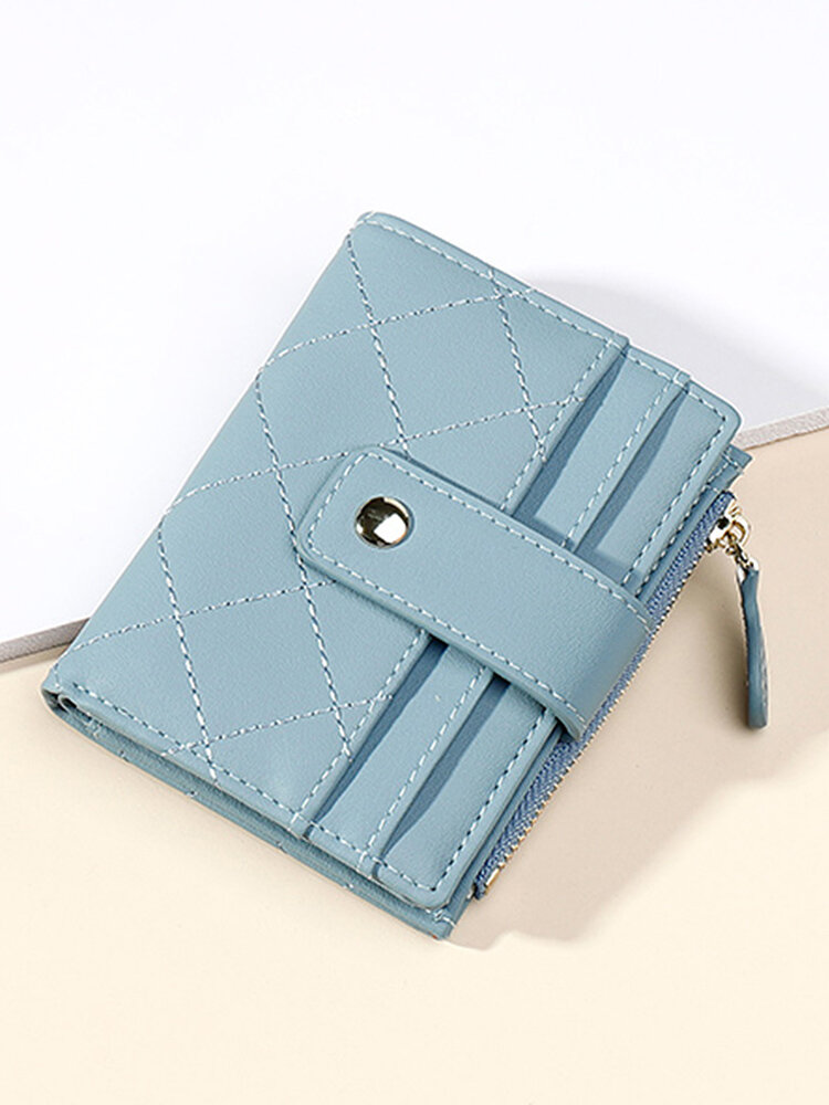 Women Artificial Leather Elegant Zip Design Bi-fold Short Wallet Large Capacity Stylish Purse