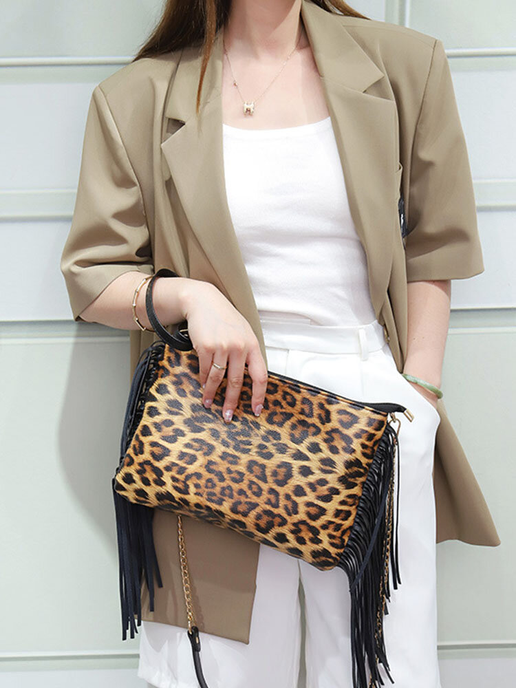 Tassels Large Capacity Leopard shoulder bag Crossbody Bags