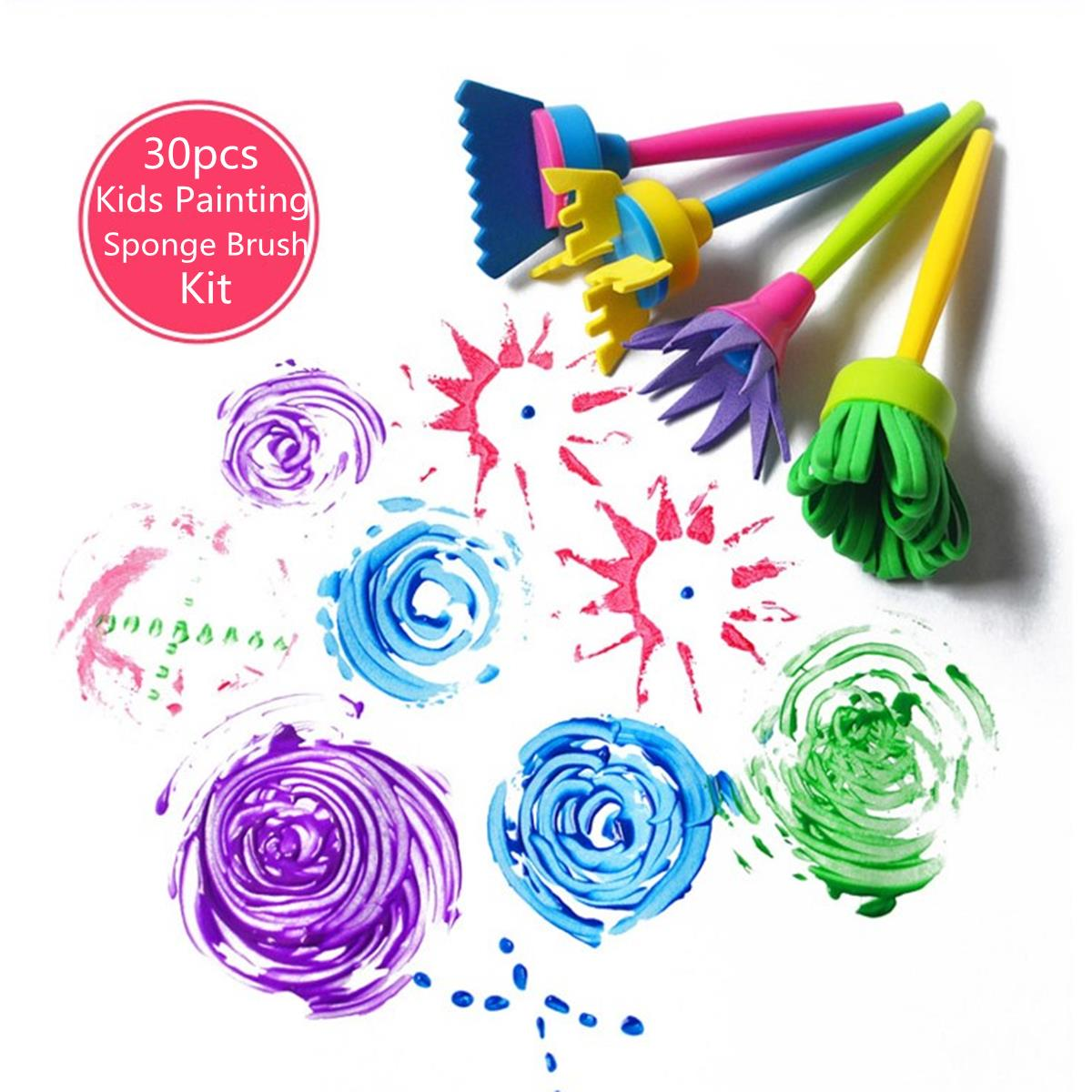 

Kids Texture Painting Set 30pcs Sponge Brush Tools Creative Fun Kid Drawing Kits DIY Child Painting