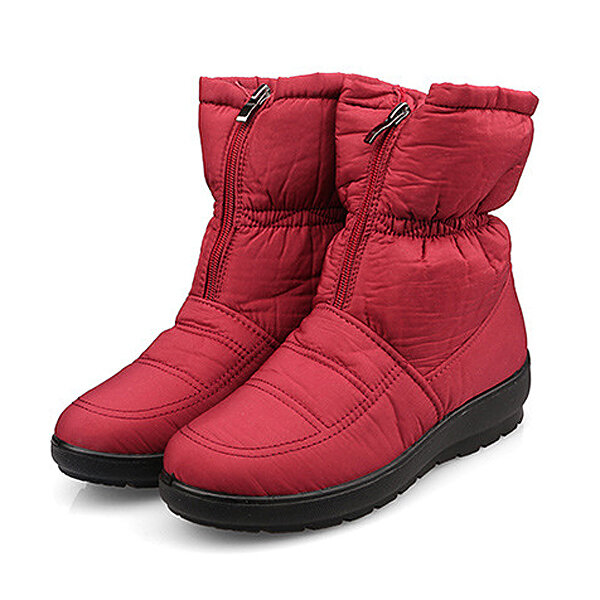Big Size Adjustable Waterproof Zipper Flat Slip On Ankle Boots