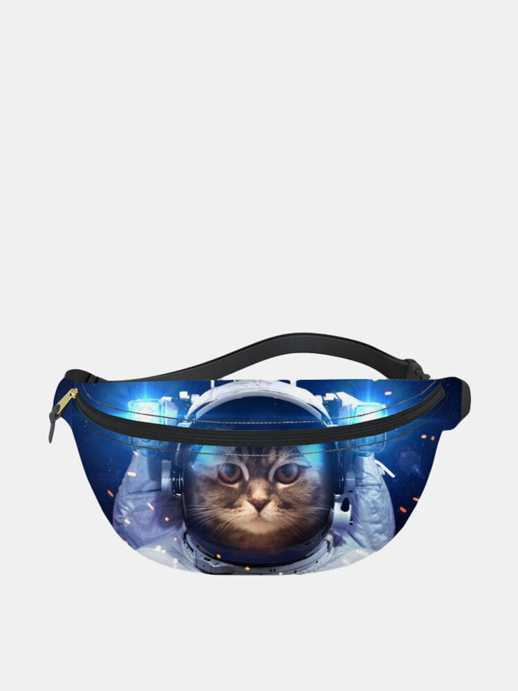 

Cat Astronaut Pattern Prints Stylish Sports Waist Bag Chest Bag Sling Bag, Blue