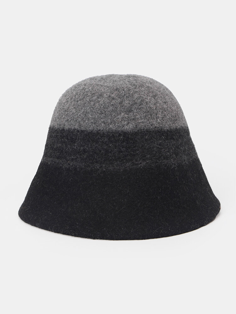 Unisex Wool Double-sided Wearable Color-match All-match Outdoor Warmth Bucket Hat