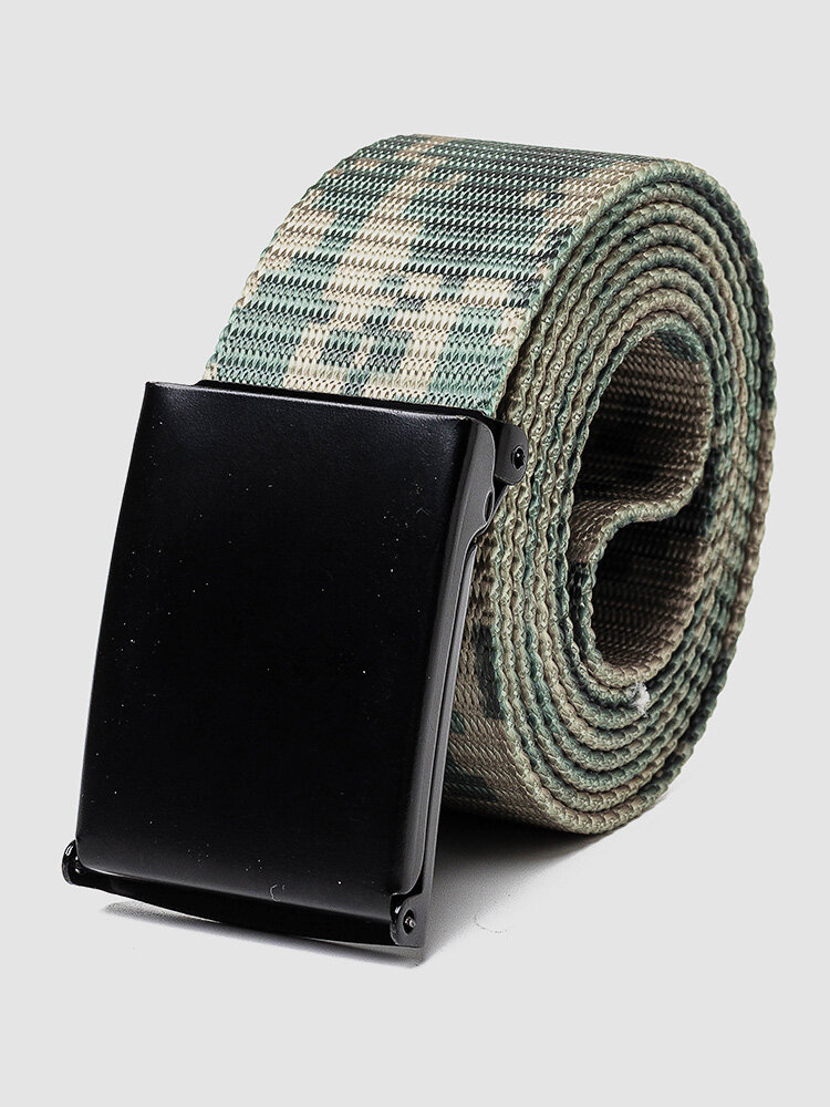 160CM Men's Green Stripe Nylon Military Tactical Waist Belt  Sport Pants Buckle Alloy Belt