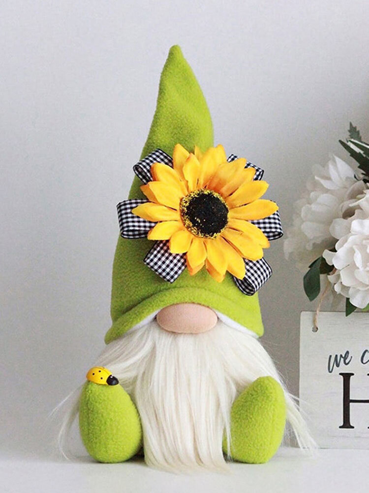 

1PC Bee Festival Sunflower Faceless Creative Gnome Doll Couple Handmade Holiday Elf Home Bedroom Kitchen Decor, Black;yellow;green