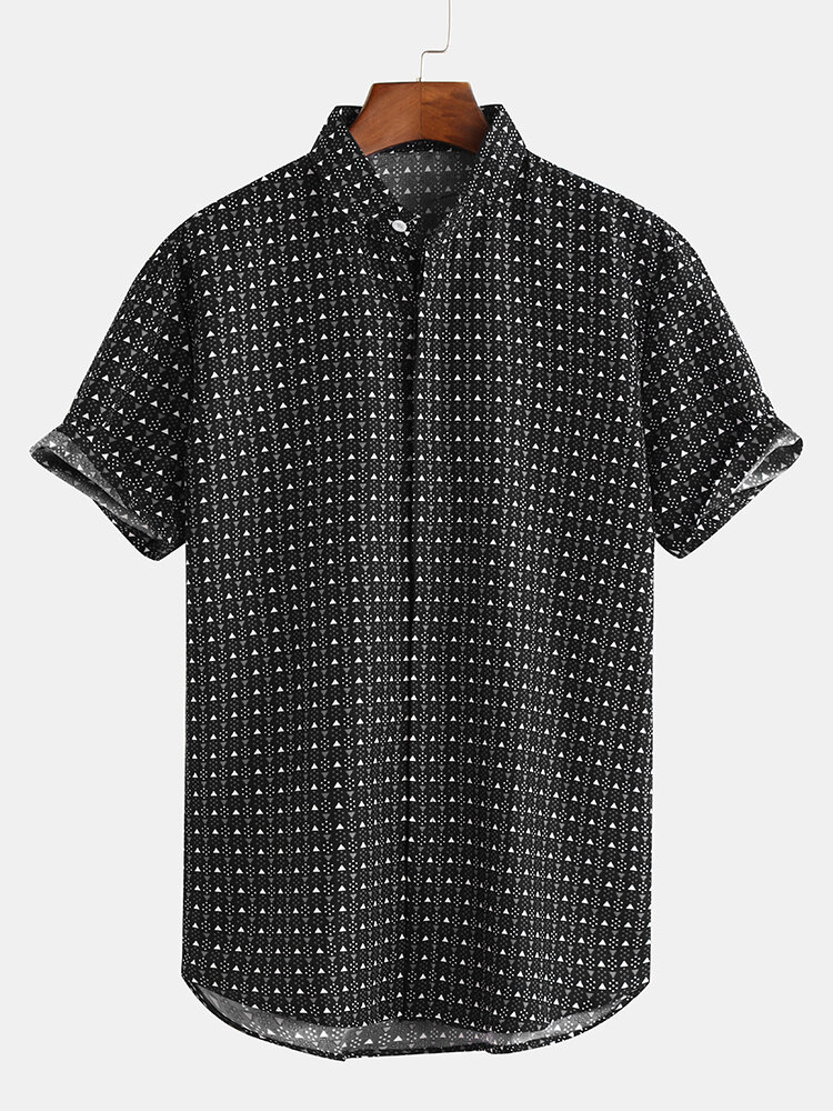 Men's Summer Fashion Casual Short-Sleeved Shirt Geometric Print Tops