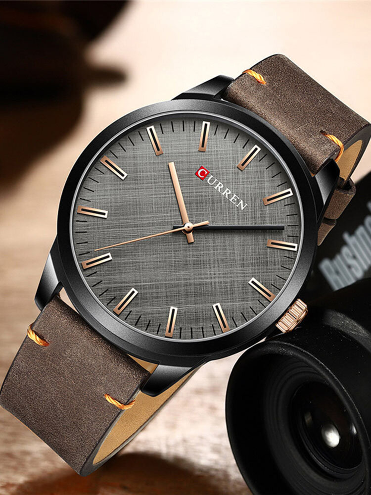 5 Colors Faux Leather Men Business Casual Normal Quartz Watches