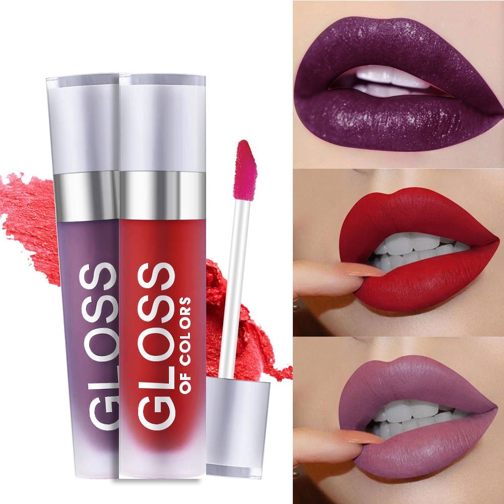 Velvet Matte Long-lasting Lip Glaze Pearlescent Glitter Lip Gloss Anti-stick Cup Liquid Lipstick 