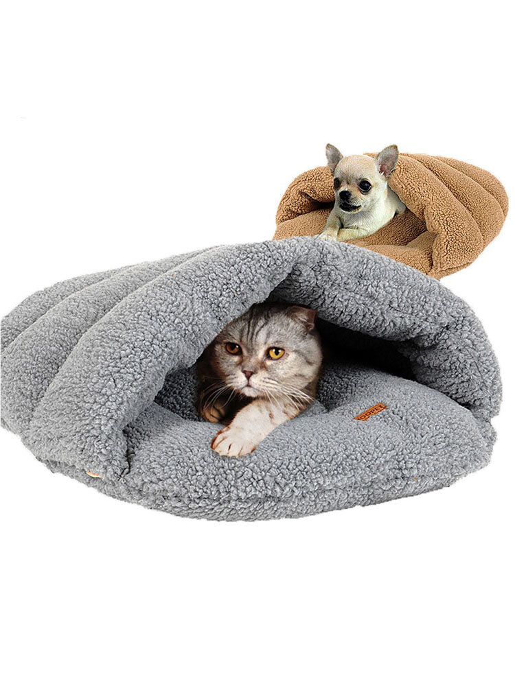 2 Farben Lammfell Samt Haustier Slipper Schlafsack Kennel Dog Cat Cave Bett