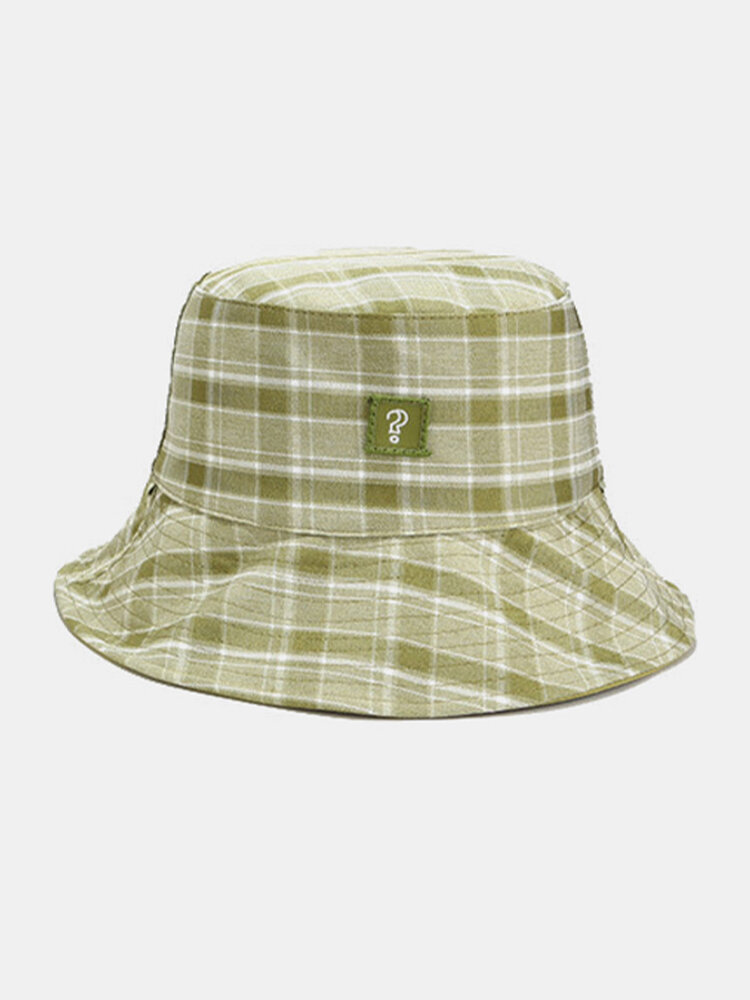 Unisex Double-sided Cotton Lattice Pattern Young Sunshade Bucket Hat