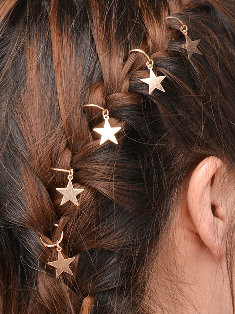 5 Pcs/Pack Personality Casual Hair Clip Small Braids DIY Leaves Star Shell Women Hair Accessories