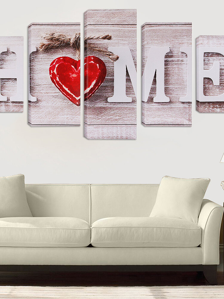 5Pcs Love HOME Canvas Painting Wall Art Bedroom Living Room Home Decor Unframed 