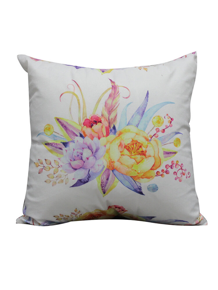 Style américain rafraîchissant imprimé floral Soft housse de coussin en peluche courte maison canapé taies d'oreiller de bureau