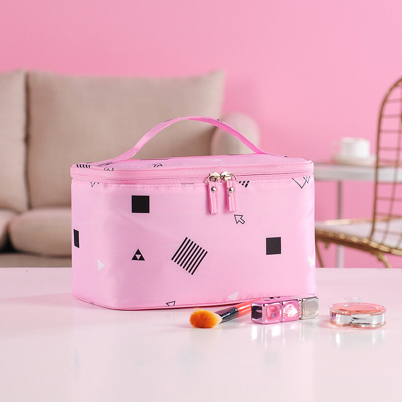 

Geometrical Printing Multi-functional Travel Cosmetic Bag Large Capacity Portable Storage Bag, Pink;gray;green;blue
