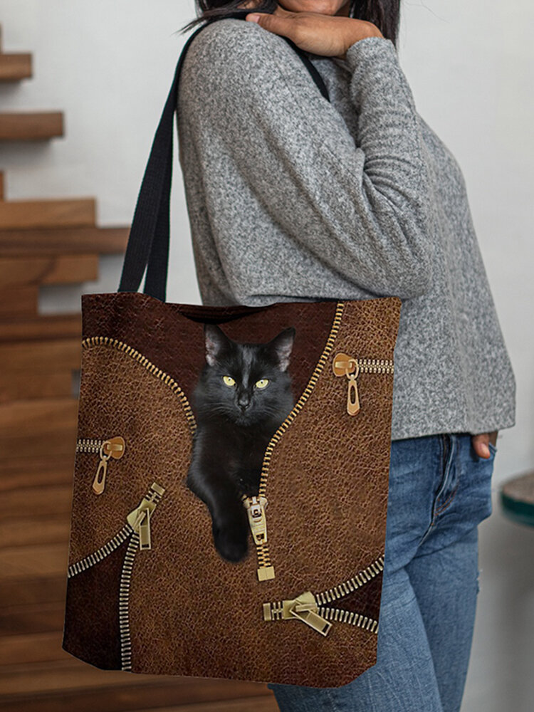 Women Cat Pattern Handbag Shoulder Bag Tote