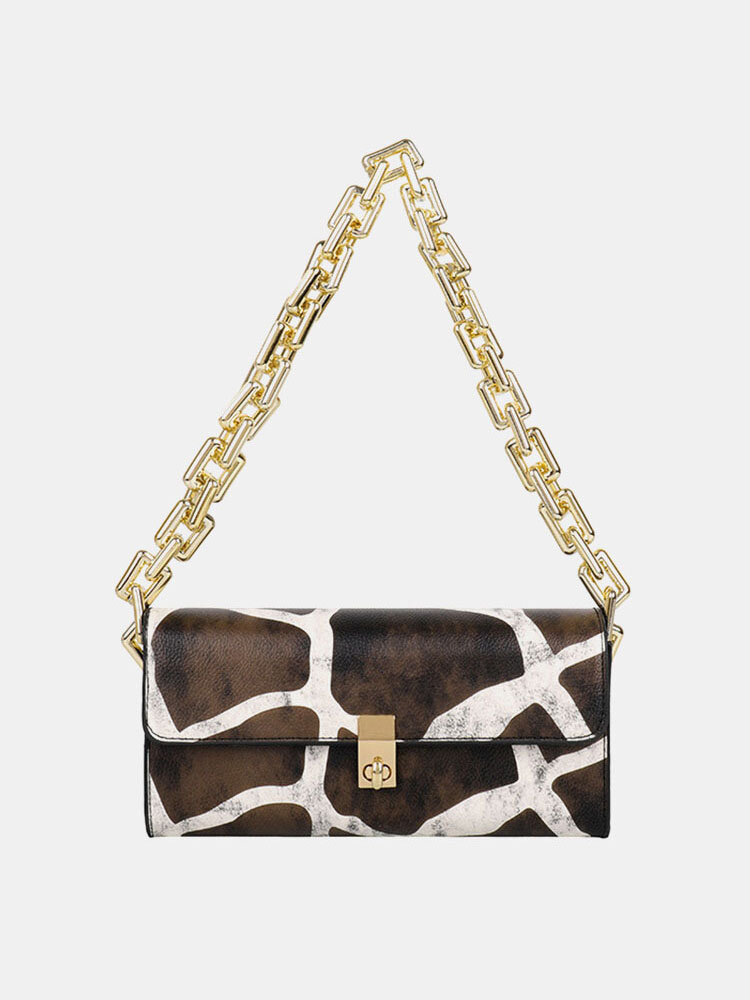 Women Vintage Chain Zebra Leopard Pattern Print Handbag Shoulder Bag
