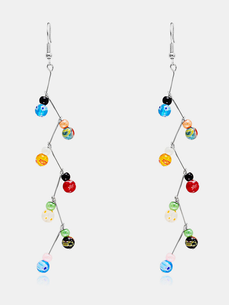 Fashion Colorful Beads Drop Earrings 7 Chakra Reiki Balancing Yoga Jewelry Women Dangle Earrings