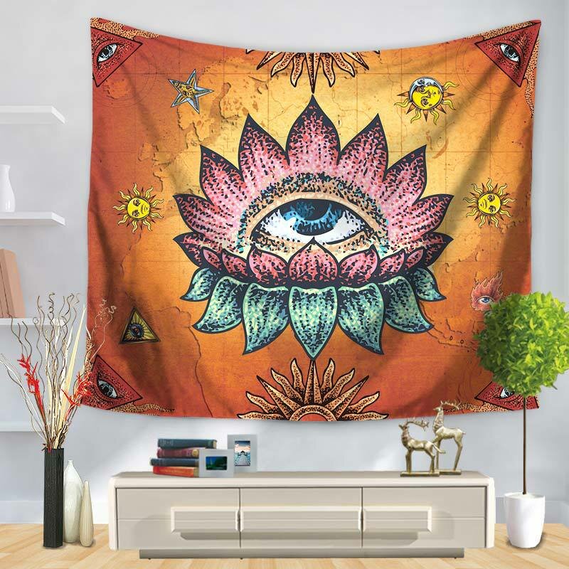 

Bohemian Indian God Third Eye Wall Tapestry Mandala Meditation Large Printed Polyester Wall Tapestry