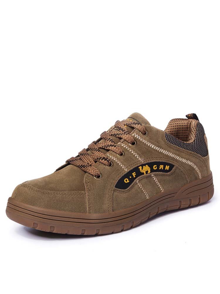 Men Brief Suede Non-slip Stitching Lace Up Wearable Casual Shoes