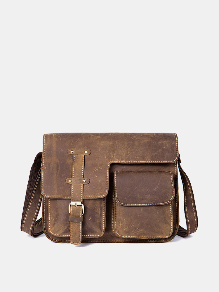 Ekphero Genuine Leather Belt Shoulder Bags Vintage Crossbody Bags For Men