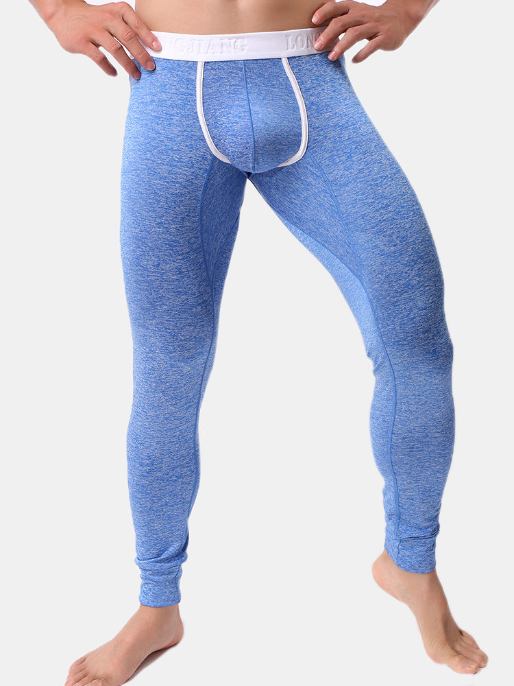Men Thermal Underwear High Elasticity U Convex Pouch Sleepwear Butt Lifting Fitness Long John