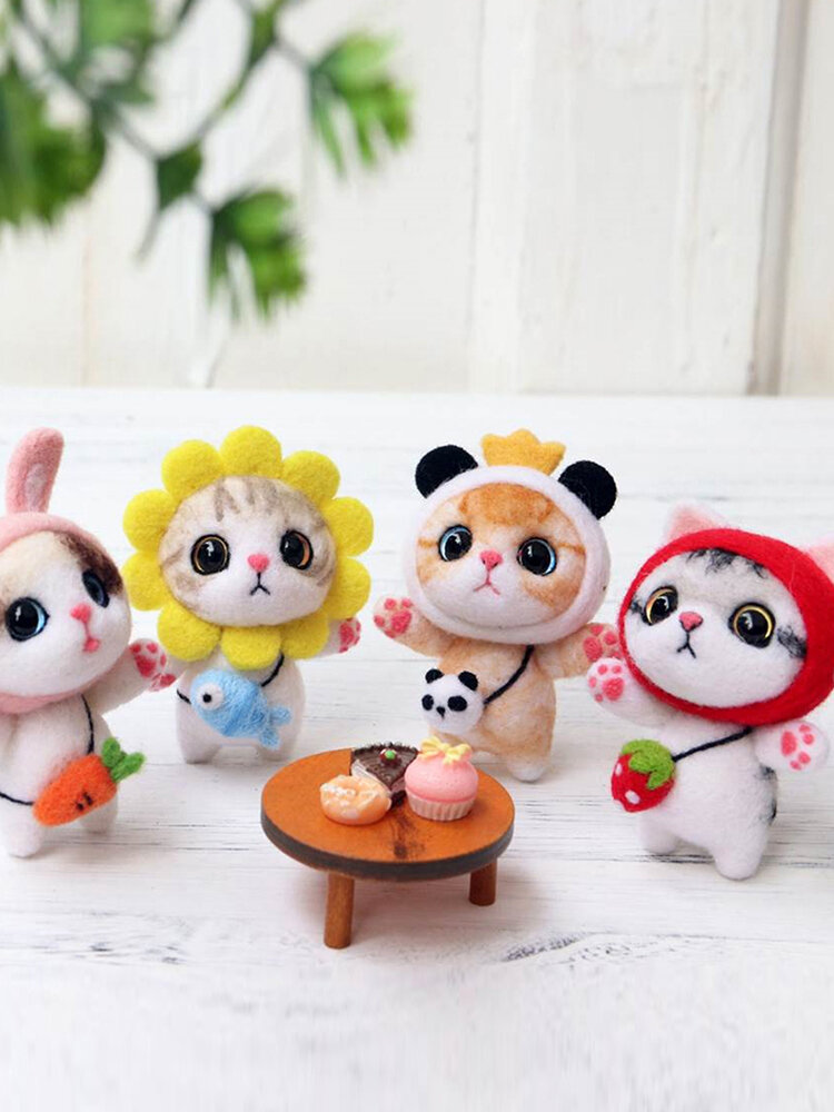 

DIY Cute Animal Cat Doll Non Finished Poked Set