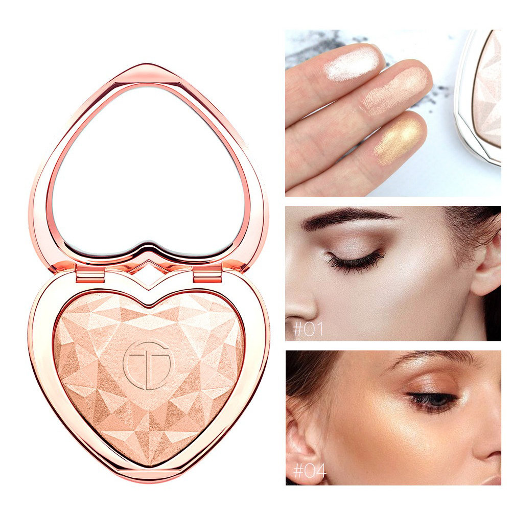 

Heart Shimmer Highlighters Palette Lasting Glow Face Highlighter Powder For 3D Face Makeup, 01;02;03;04