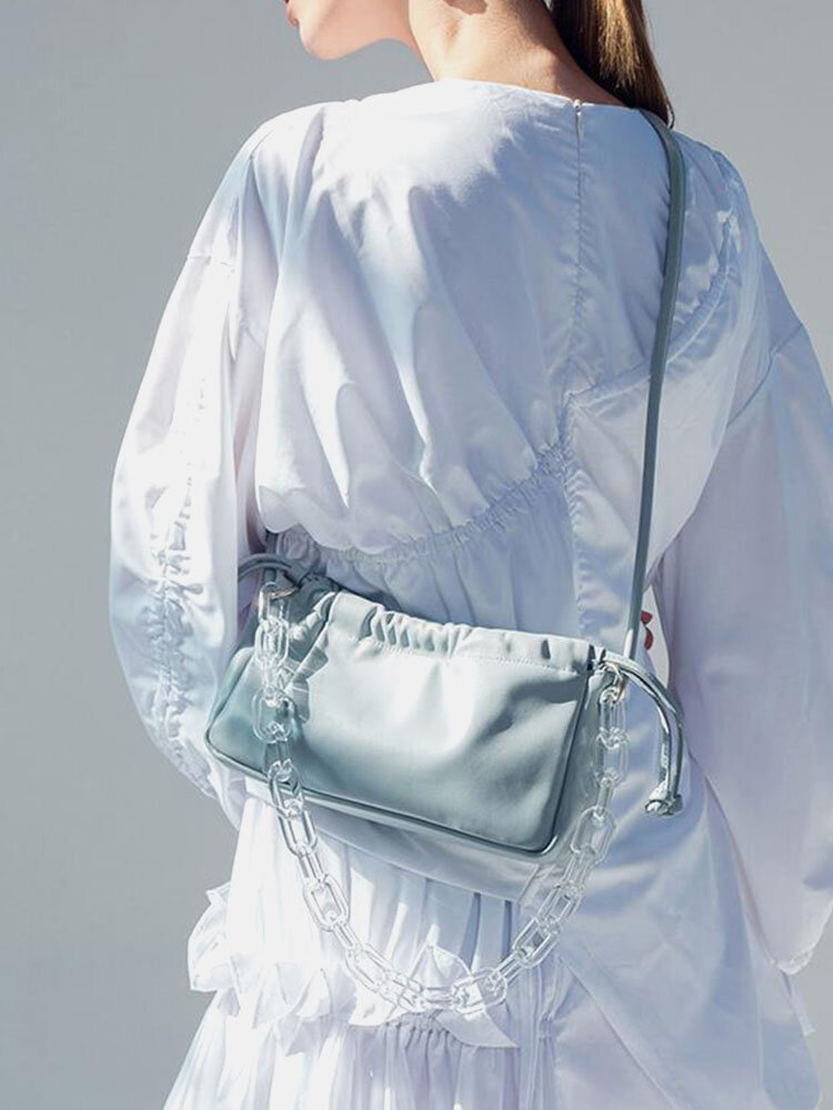 Women Acrylic Chain Folds Shoulder Bag Handbag Crossbody Bag