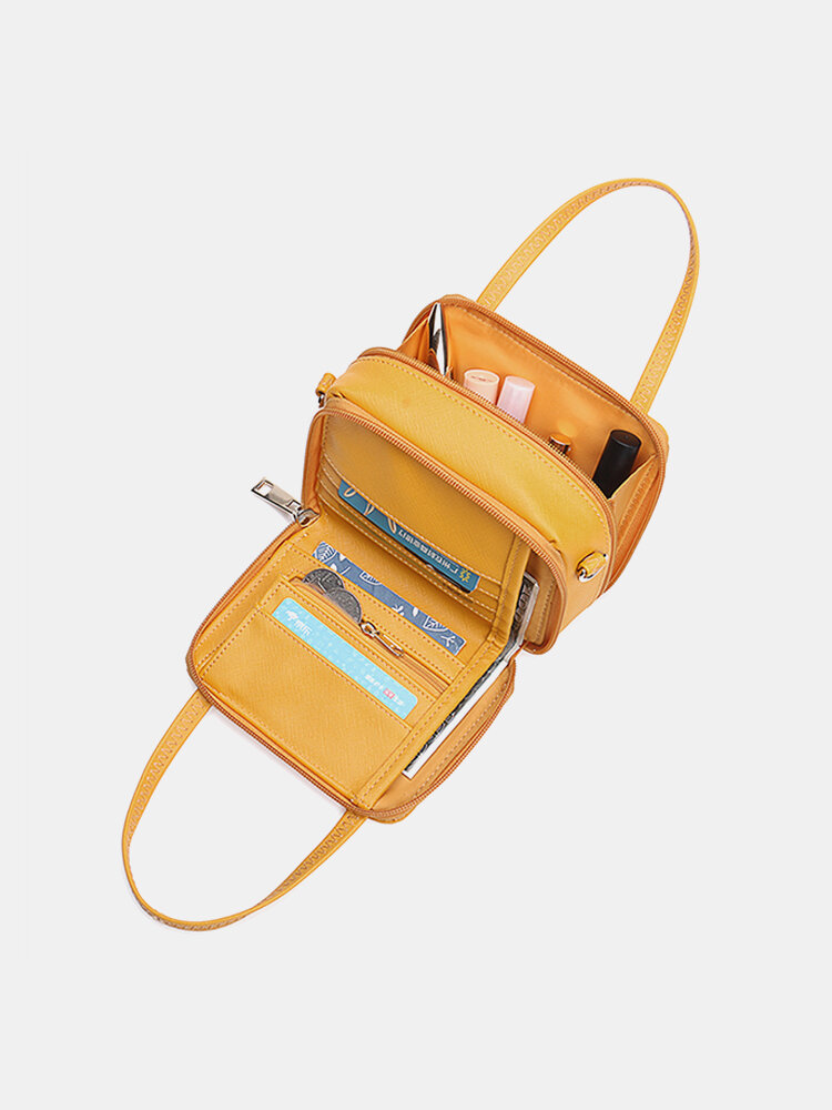 Women Square Card Holder Phone Bag Multi-layer Crossbody Bag