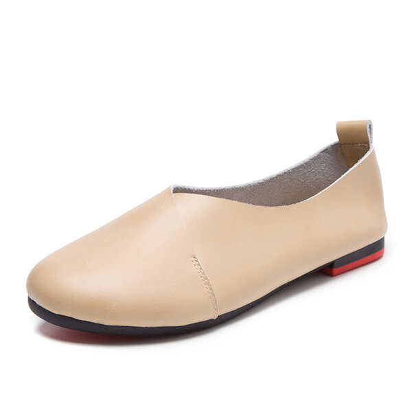 Big Size Leather Comfortable Slip On Lazy Casual Flat Shoes