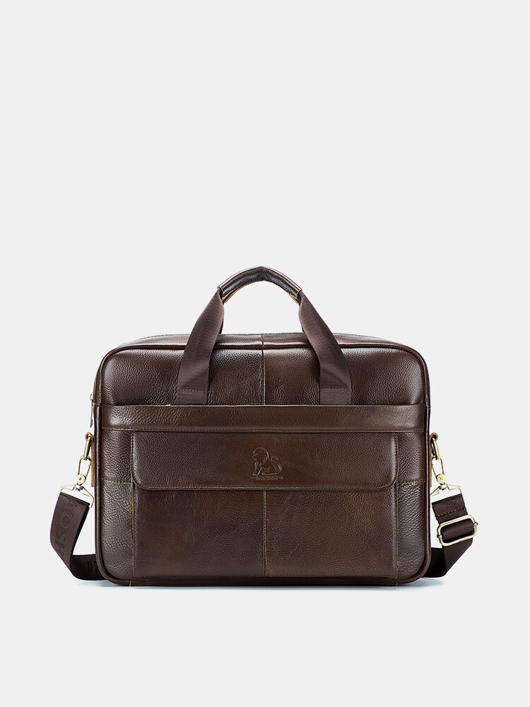 Men Vintage Wear Resistant Briefcase Laptop Bag Genuine Leather Large Capacity Crossbody Bag Handbag