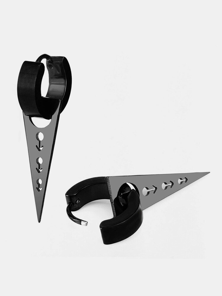 Punk 1PC Ear Drop Earring Triangle Hollow Round Geometric Drop Fashion Jewelry for Men