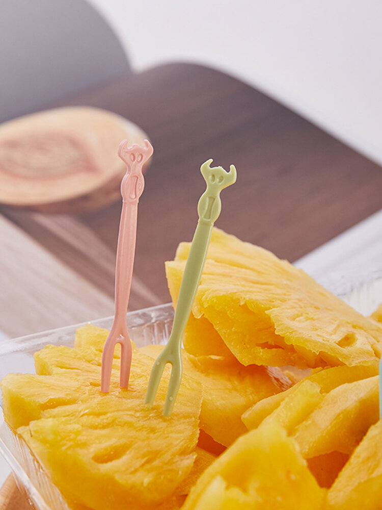 50 PCS Household Cute Fruit Fork Set Plastic Disposable Fruit Sign Household Eating Cake Fruit Salad Small Fork