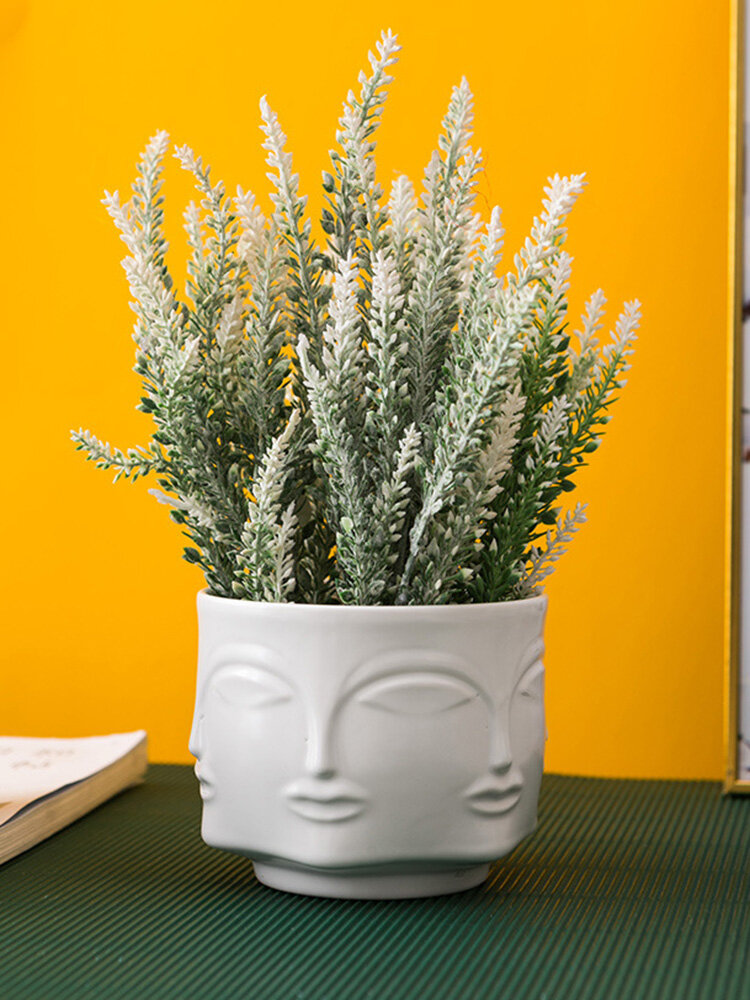 1PC Ceramic Vase Simple Design Stylish Desktop Flower Container for Office Home 