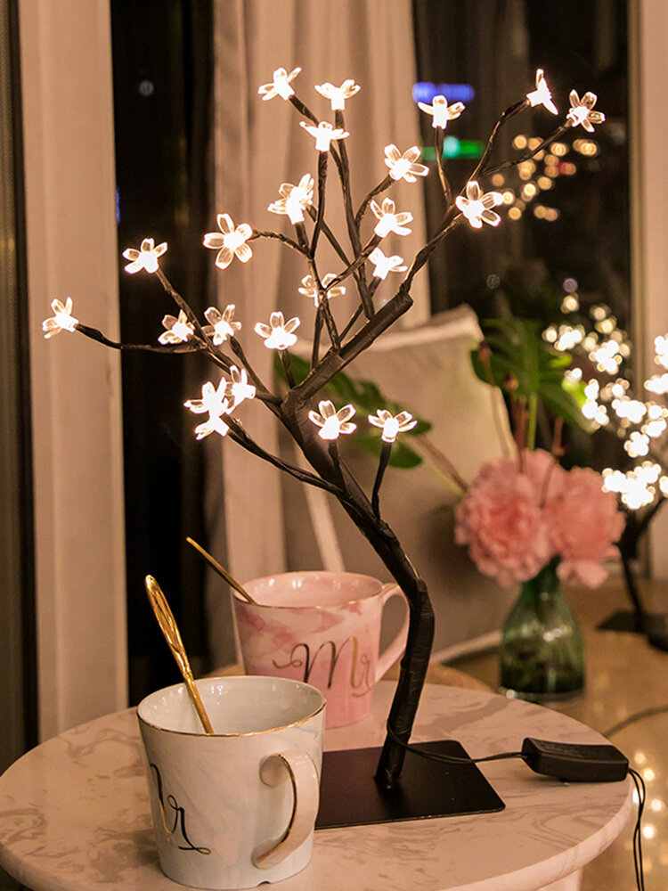Candeeiro de árvore flor de cerejeira LED candeeiro de mesa decoração  artificial interior árvore iluminada para quarto festa casamento escritório  - NewChic