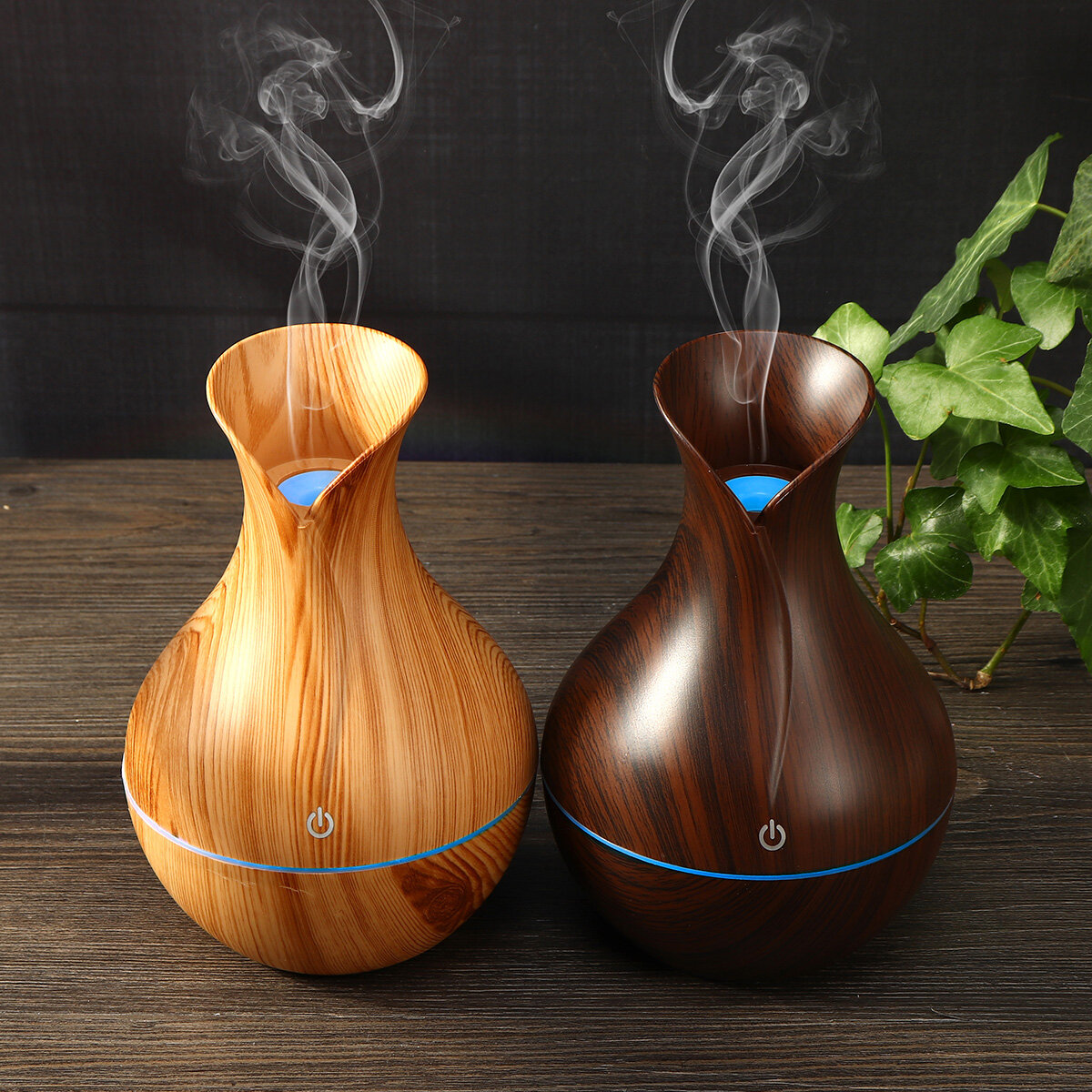 

130ML Wood Aroma Essential Oil Diffuser Ultrasonic Air Humidifier Changing LED Lights, 1;2