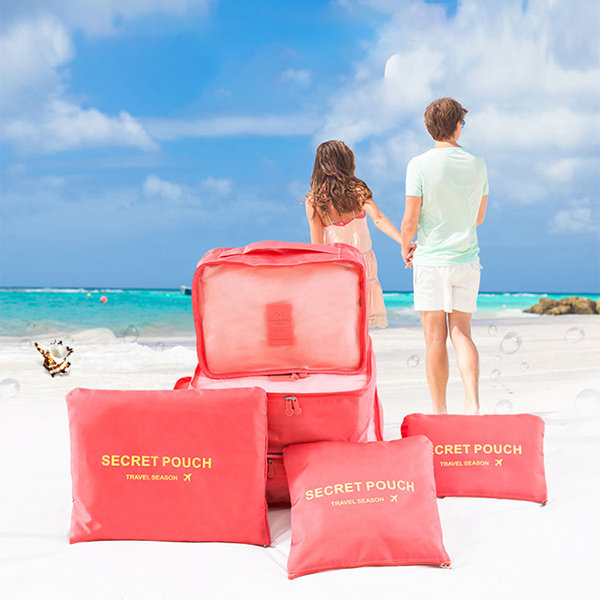 

6Pcs Waterproof Travel Bags Luggage Organizer Travel Bag, Green;gray;wine red;red & rose;blue;pink;watermelon red;purple;orange