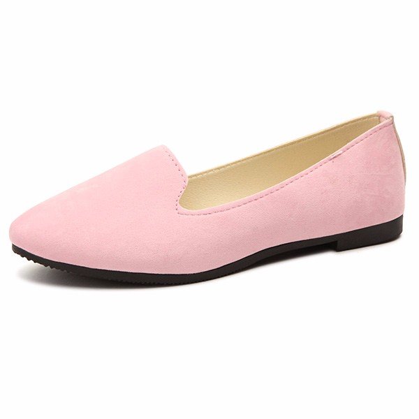 Big Size Pure Color Candy Color Round Toe Slip On Flat Shoes