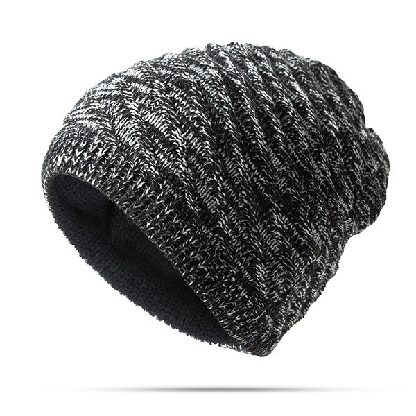 

Men Women Twill Knitted Beanies Hat Casual Winter Warm Warm Both Sides Wear Bonnet Hat, Black;grey