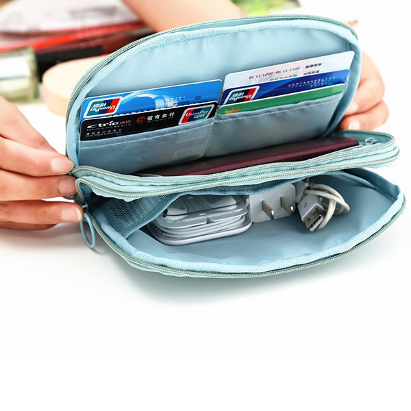 Women Double Layer Travel Multi-function Storage Bags Passport Holder Digital Storage Bags