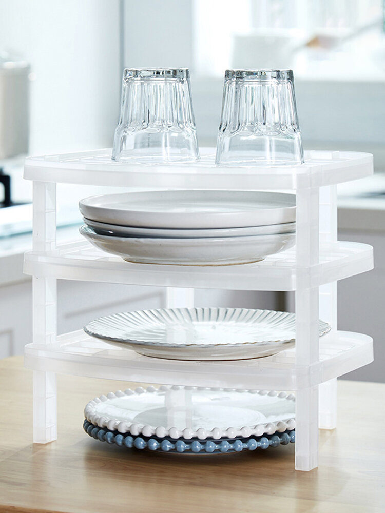 

1Pc Multil Layer Kitchen Shelf Thick Plastic Drain Rack Dish Racks Tableware Put Bowls Enclosure Kitchen Organizer Stora, White
