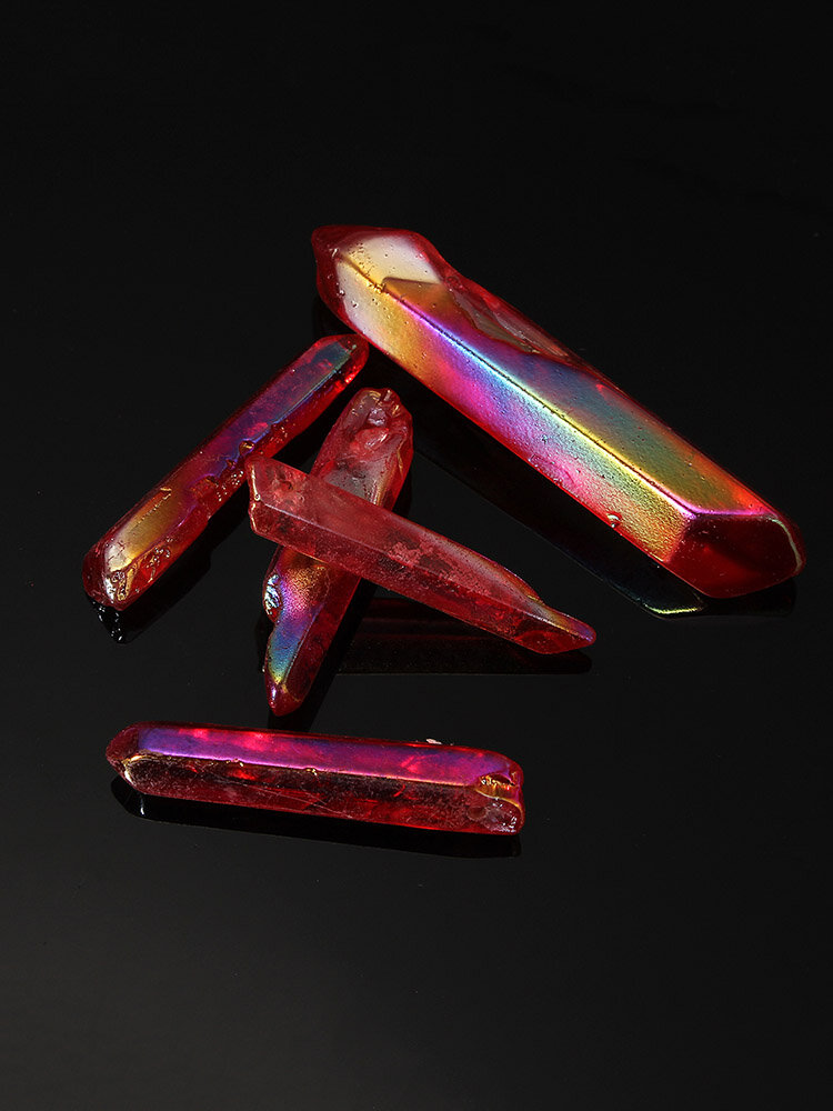 DIY Crystal Jewelry Titanium Coating Aura Red Lemurian Seed Quartz Crystal Point