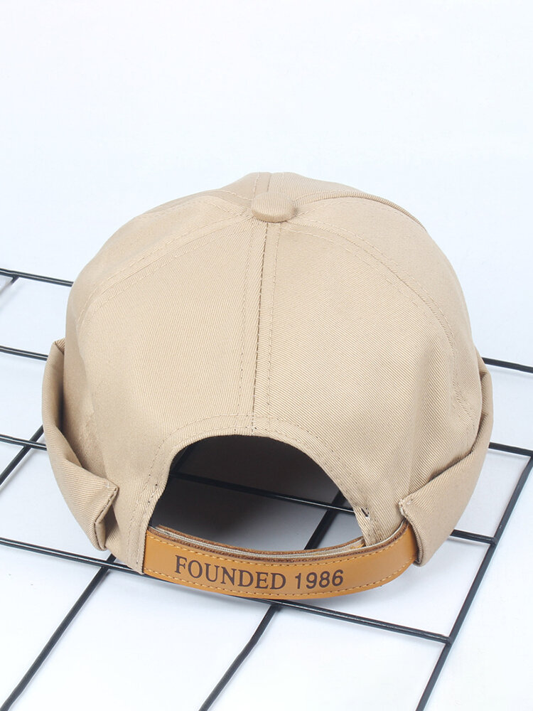 Men & Women Adjustable Breathable Solid French Brimless Hats Retro Skullcap LetterSailor Cap