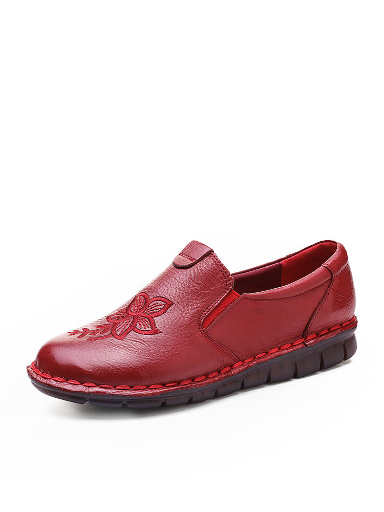 

Folkways Leather Flat Loafers, Red;gray;black