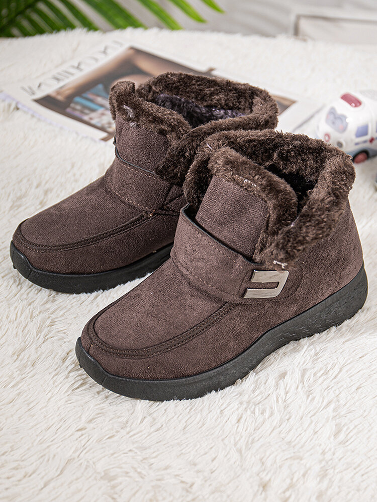 Women Casual Hook & Loop Soft Comfy Warm Lined Snow Boots
