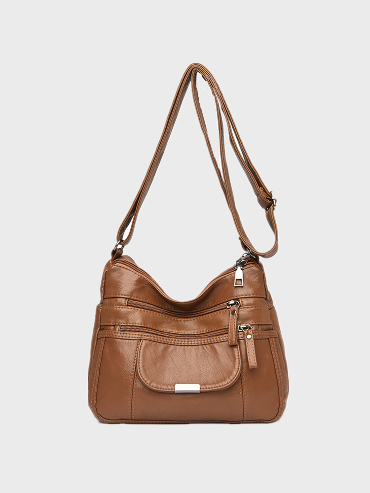 Women Vintage PU Leather Brown Crossbody Bag Shoulder Bag