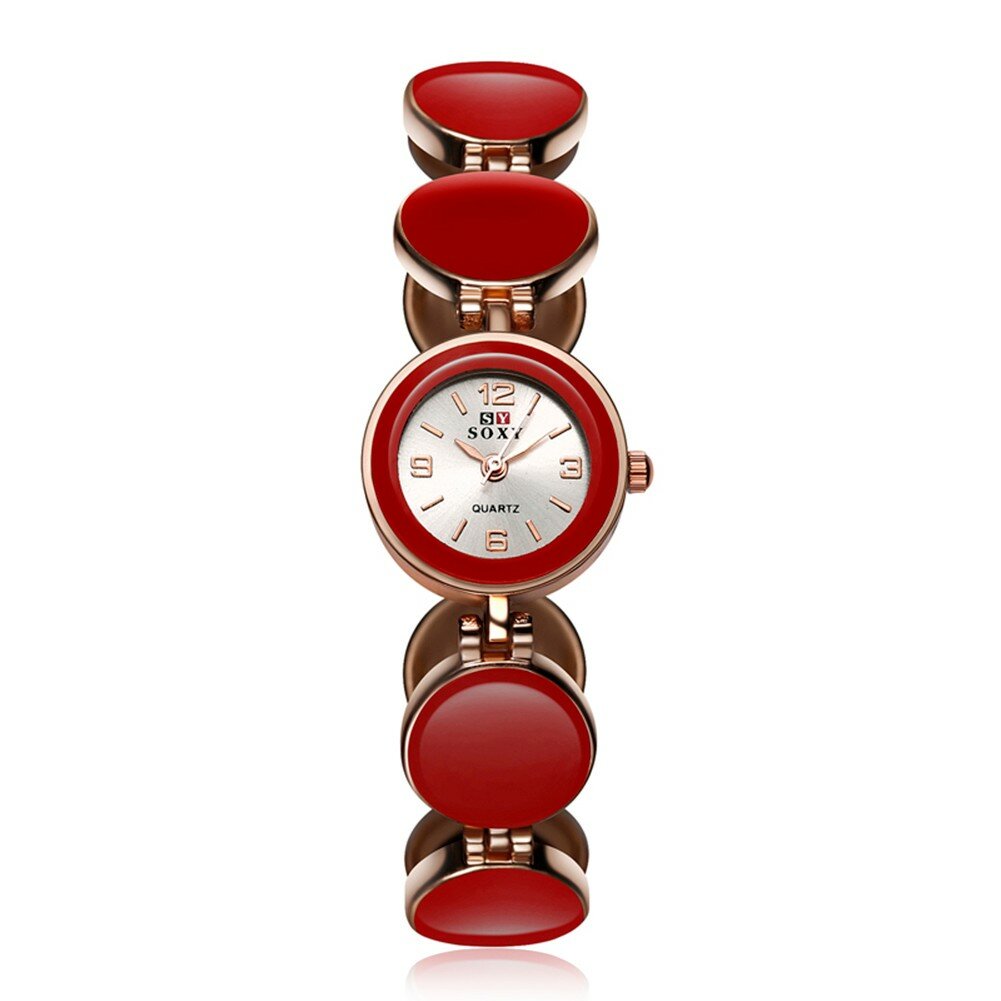 

SOXY Luxury Watch Circle Simple Women Watch Minimalist Watches, Red;pink
